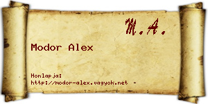 Modor Alex névjegykártya